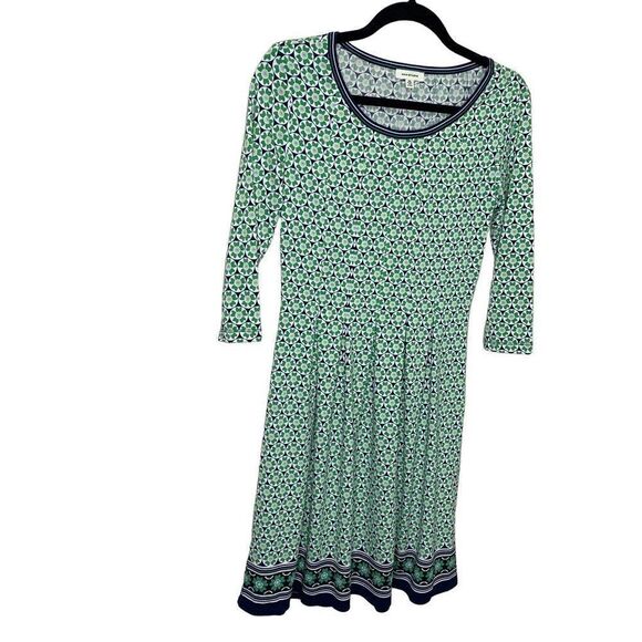 Max Studio Green Navy Fit and Flare Dress with Stretch Size XS (p1) - Picture 1 of 8